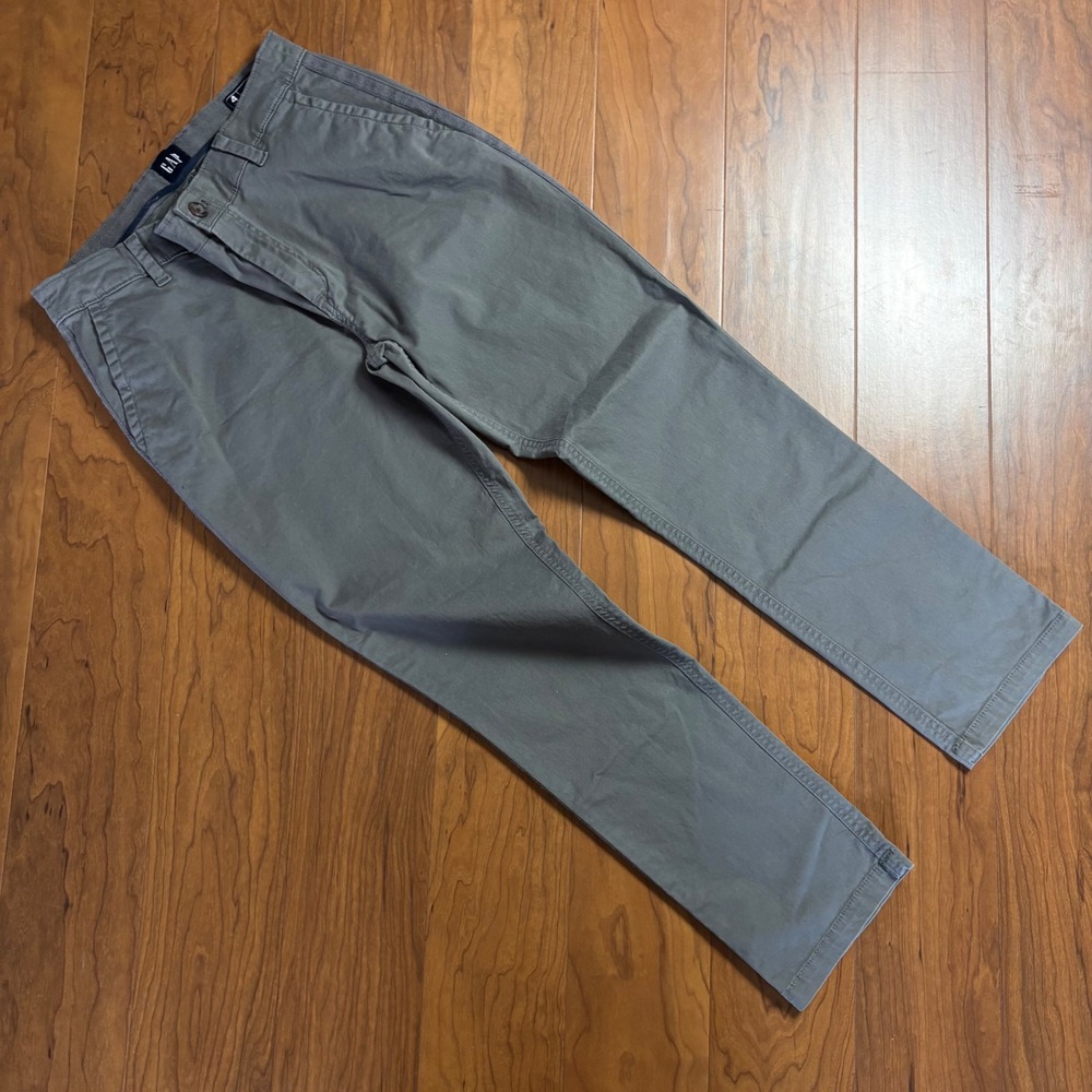 Gap Relaxed Girlfriend Chino Pants Gray Cotton Blend Stretch Size 4